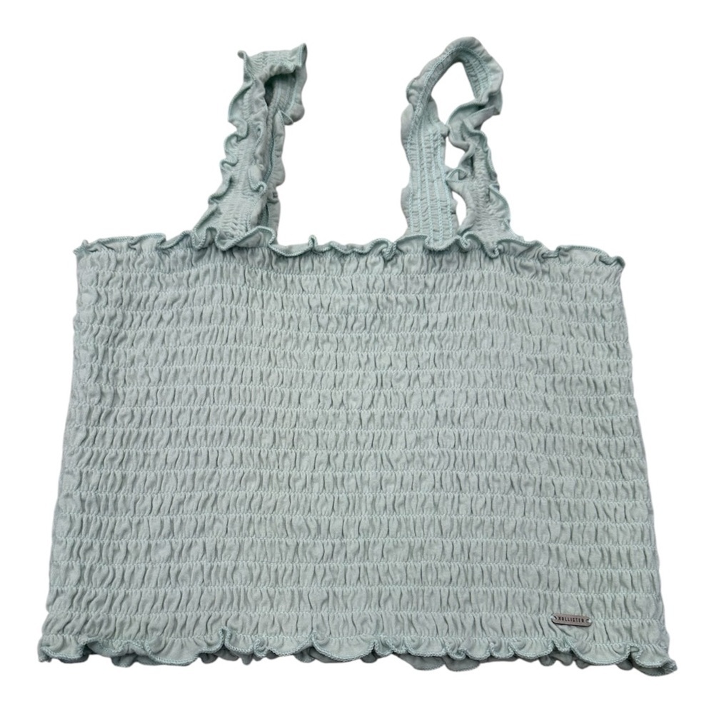 Hollister Light green Smocked Ruffle Strap Crop Tank - Picture 2 of 5